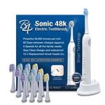 Best4 Sonic Electric Toothbrush Powerful 48K Oral Care Inc 12 Brush Heads - NEW