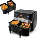 9L Dual Air Fryer Double Basket Digital Display Oven Healthy Frying Cooker 1700W
