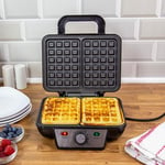 QUEST Deep Fill Waffle Maker Machine 2 Slice XL Non-Stick Cooking Plates 1000 W