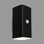 BRILONER - Lampe murale LED rechargeable avec détecteur de mouvement, capteur crépusculaire, minuterie 20 sec, spot LED, lampe extérieure, applique murale extérieure, 15,5x6,5x8,5 cm (hxlxp), noir