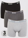 BOSS Bodywear 3 Pack Power Boxer Briefs - Grey, Open Grey, Size M, Men