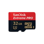 SanDisk Carte M.SDHC Extreme Pro, 32GB + Ad, Cl.10, A1, U3, V30, UHS-I, 100MB/s (SDSQXCG-032G-GN6MA)