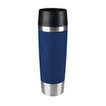 Tefal K3082214 Travel Mug Grande, Reusable Drink Bottle To Go, Quick Press Closure, Blue Silicone Bottle Sleeve, 500 ml