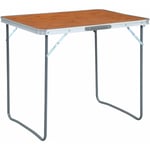 Table pliable de camping avec cadre en métal 80x60 cm Vidaxl Marron