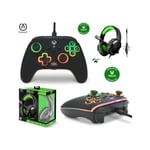 Manette XBOX ONE-S-X-PC SPECTRA INFINITY Lumineuse Noire LED RGB EDITION Officielle + Casque Gamer SPIRIT OF GAMER XBOX ONE-S-X-PC
