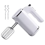 Electric Hand Mixer 5-Speed Lightweight Powerful Handheld Whisk for Kitchen Baking Mini Egg Cream Food Beater, 2 Steel Beaters, 2 Dough Hook,White