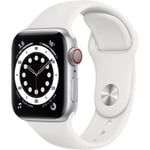Apple Watch Series 6 GPS + Cellular - 40mm Boîtier aluminium Argent Bracelet Blanc (2020) Reconditionné Etat correct