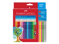 Faber-Castell Colour GRIP Promo Pack - Sats med färg- och blyertspennor - blandfärger, sorterade neonfärger - 24 delar
