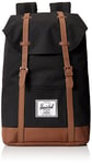 HERSCHEL Unisex's Retreat Backpack, Black/Saddle Brown, One Size