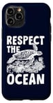 Coque pour iPhone 11 Pro Respect The Ocean Sea Turtle Surfer Plongée Fleurs