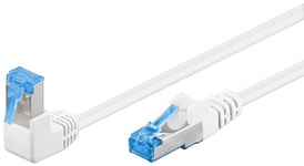 Goobay Netværkskabel CAT 6A vinklet 1x 90°, S/FTP (PiMF), hvid, 2 m kobberleder (CU), halogenfri kabelkappe (LSZH), snaplås på toppen