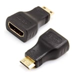 VMOJO 2X Mini HDMI Male to HDMI Female Adapter | HDMI C-Type to HDMI A-Type adapter | HDMI standard 2.0, notebook/DV/camera converter adapter up to 2160/1080 full HD gold-plated contacts