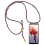Case for Xiaomi Redmi 9A, Clear Case Necklace Adjustable Mobile Phone Chain Anti-fall Clear TPU Phone Cover Holder with Neck Strap Cord Lanyard- red