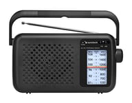 Sunstech RPS760 Radio Am/FM analogique Portable avec antenne télescopique et poignée de Transport Noir