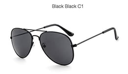 Aviation sunglasses For Boy And Girl Pilot Sun Glasses Children Sunglasses Kids Sunglasses Eyewear UV400 (Lenses Color : C1 Black Black)