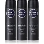 Nivea Men Deep Black Carbon Darkwood Antiperspirant Spray 3 x 150 ml (Økonomipakke) til mænd