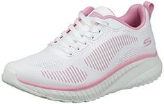 Skechers Women's BOBS Squad Chaos Sneaker, White Pink Engineered Knit, 2 UK