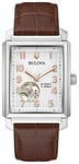 Bulova 96A268 Men's Sutton Automatic | Silver Dial | Brown Watch