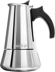 Stainless Steel Induction Stovetop Espresso Maker - Make Cafe Quality Italian Style Coffee at Home with This Premium Moka Pot in Modern Chrome, by the London Sip Company. (Silver, 10 Cup)