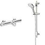 Bristan Artisan AR2 THBSM C Thermostatic Bath Shower Mixer Tap - Chrome Plated & EVC KIT02 C EVO Shower Kit with Multi-Function Rub Clean Handset - Chrome Plated