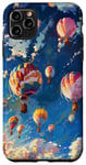 Coque pour iPhone 11 Pro Max Ballons à air chaud de style impressionniste planant à travers les nuages