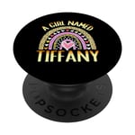A Girl Named Tiffany Cute Name Leopard Hearts Design PopSockets Swappable PopGrip