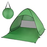 Portable Beach Tent Instant Pop Up Tent Fit 2-3 Man, Automatic Sun Shelter Tents Anti UV Compact Tent for Beach Garden Camping Fishing Picnic Light Green