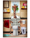Cute Giraffe Animal Sitting On A Toilet, Vintage Office/Home/Classroom Bathroom Decor Gifts - Best Rustic Farmhouse Decor Gift Ideas For Women Men Friends -Tin Sign 8x12 Inch