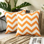 MIULEE Pack of 2 Outdoor Waterproof Cushion Cover with Wave patterns Throw Pillow Case Home Decorating Protectors for Tent Park Bed Sofa Chair Bedroom Decorative 45x45cm 18x18inch Orange