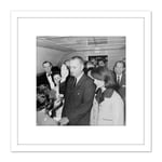 US President Johnson Takes Oath Air Force 1 Photo 8X8 Inch Square Wooden Framed Wall Art Print Picture with Mount