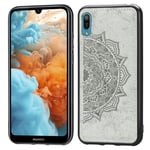 LLLi Mobile Accessories for HUAWEI Embossed Mandala Pattern Magnetic PC + TPU + Fabric Shockproof Case for Huawei Y6 Pro (2019) without Fingerprint Hole(Black) (Color : Grey)