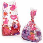 Baker Ross Heart Cellophane Gift Bags-Pack of 30, Kids Valentine's Craft Supplies (FC306), Assorted