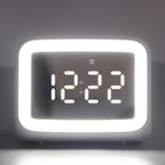 (White)Alarm Clock Radio FM Radio Digital Alarm Clock Small Portable For Desk