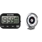 Salter 355 BKXCDU Kitchen Digital Display Count up or Countdown 20 Hour Timer-Black & Kitchen Oven Thermometer Stainless Steel, Maintain Perfect Food Cooking + Baking Temperature