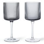 Ferm Living, Ripple Vitvinsglas 2-pack - Smoked Grey