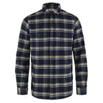 FJÄLLRÄVEN Men's Övik Heavy Flannel Shirt M Sweater, Dark Navy/Buckwheat Brown, M
