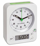TFA Dostmann Réveil analogique Combo, 60.1511.02.04, avec Horloge Radio-pilotée, avec réglage numérique du réveil, Touches silencieuses, réveil électronique, Noir-Vert