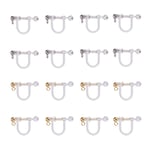 UNICRAFTALE 12pcs 2 Colors Plastic Clip-on Earring Findings with Loop Shell Pearl and 316 Stainless Steel Findings Golden & Stainless Steel Color Non-pierced Earring for DIY Earring Jewelry Making