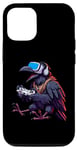 Coque pour iPhone 14 Crow Bird Gamer Casque de jeu vidéo