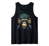 A Chimp Monkey wearing Headphones, Gamer Design Tank Top