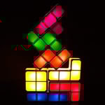 Tetris-lampa, Attoe LED Tetris stapelbar nattlampa 7 färger induktionslåsning skrivbord
