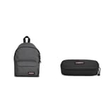 EASTPAK ORBIT XS Mini Backpack, 10 L - Black Denim (Grey) OVAL SINGLE Pencil Case, 5 x 22 x 9 cm - Black (Black)
