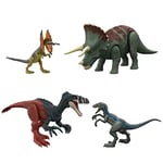 Mattel Jurassic World Coffret 4 Dinosaures de Base Siamosaurus, Instinct de Survie, avec code ADN scannable, Jouet Enfant, Dès 4 ans, HJJ85