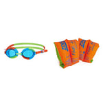 Zoggs Baby Little Flipper Swimming Goggles, Blue/Green/Orange, 0-6 Years & Kid's Float Bands, Swimming Armbands for Kids, Orange, 1-3 Years, 11-18 kg