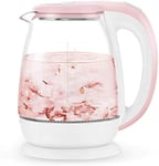 Electric Glass Kettle Cordless,1.8 L Stainless Steel Kettle Blue Illumination Led Light,Fast Boil Kettles Auto Shut Off, Bpa Free Electric Water Tanks Kettle for Coffee,Tea,Blue (Color : Pink)