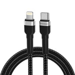 Wozinsky Lightning till USB-C-kabel PD 30W, 2m - Svart