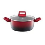 Ambition Aluminiumgryta med lock Ombre Red 24 cm 4,3 l AMBITION