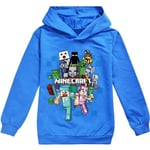 Barnens tecknade spel Hoodie Casual Långärmad Huvtröja Minecraft Grafisk Tröja för 5-12 år pojkar flickor-Xin Blå Blue 5-6Years