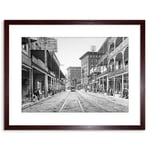 Vintage Photo St Charles Street 1900 New Orleans Artwork Framed Wall Art Print 9X7 Inch