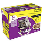 Whiskas 1+ Cat Pouches Poultry Selection In Gravy 12 Pack (100g)
